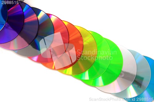 Image of color CD and DVD isolated on the white background