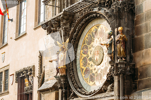 Image of Astronomical Clock In Prague, Czech Republic. Close Up Photo