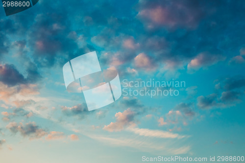 Image of Bright Blue Color Sunset Sky 