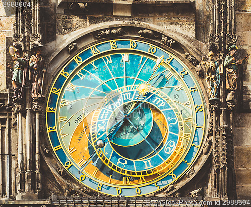 Image of Astronomical Clock In Prague, Czech Republic. Close Up Photo