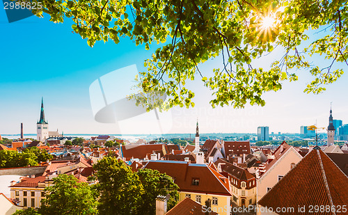 Image of Scenic View Landscape Old City Town Tallinn In Estonia