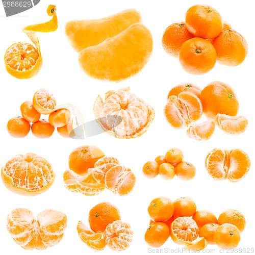 Image of Fresh Mandarin Citrus Isolated Tangerine Mandarine Orange In Hea