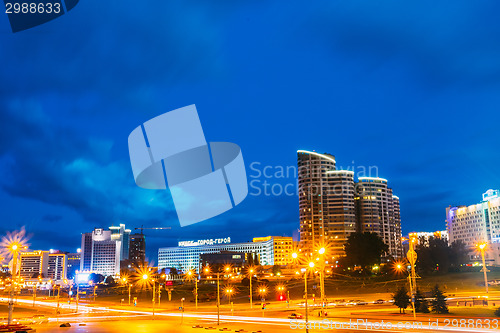 Image of Night Scene Building In Minsk, Belarus