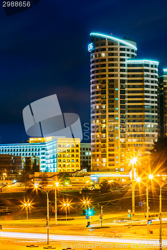 Image of Night Scene Building In Minsk, Belarus