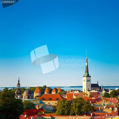 Image of Scenic View Landscape Old City Town Tallinn In Estonia