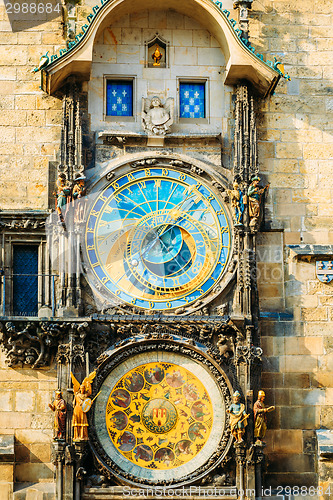 Image of Astronomical Clock In Prague, Czech Republic. Close Up Photo