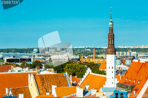 Image of Scenic View Landscape Old City Town Tallinn In Estonia