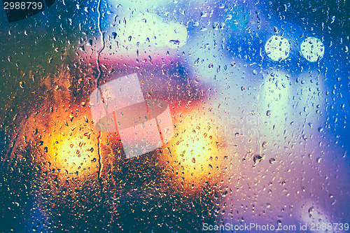 Image of Drops On Glass After Rain