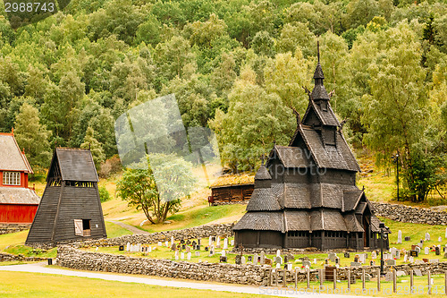 Image of Borgund Stave Stavkirke Church And Graveyard, Norway