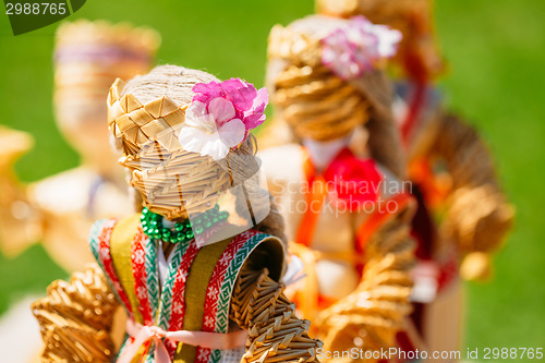 Image of Colorful Belarusian Straw Dolls At The Market In Belarus