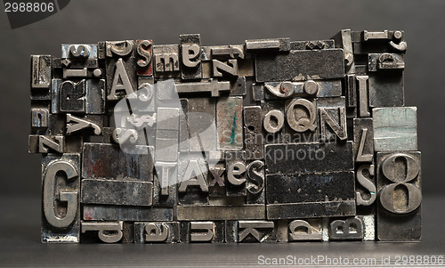 Image of Metal Type Printing Press Typeset Taxes Typography Text Letters 