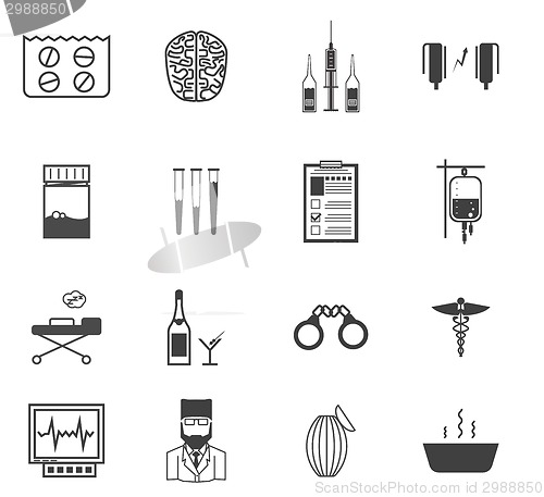 Image of Black vector icons for the psychiatrist expert in narcology