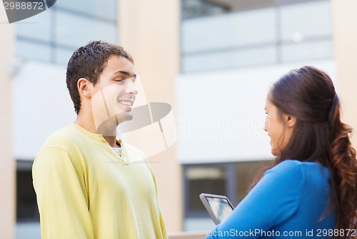 Image of group of smiling students tablet pc computer