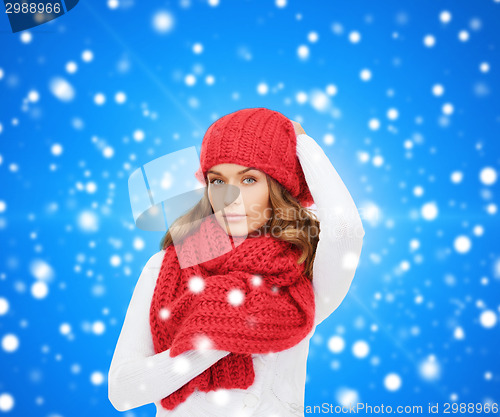 Image of young woman in winter clothes