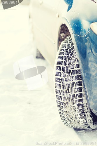 Image of closeup of car winter tire