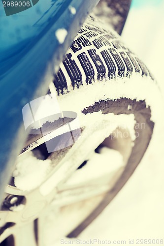 Image of closeup of car winter tire