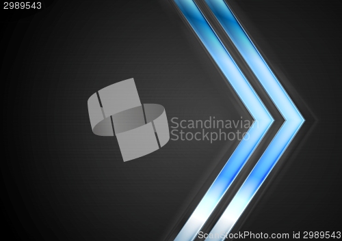 Image of Blue glowing arrows on black background