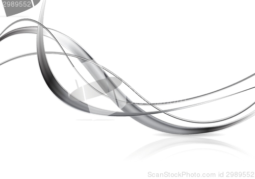 Image of Metallic abstract waves on white background