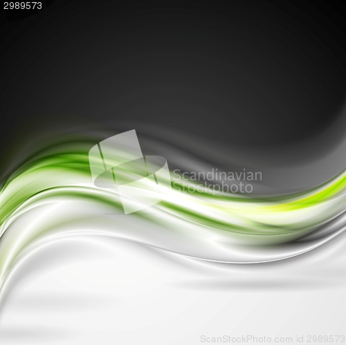 Image of Shiny green vector wave background