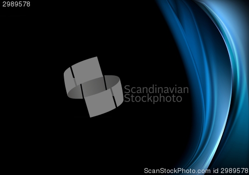 Image of Blue waves on black background