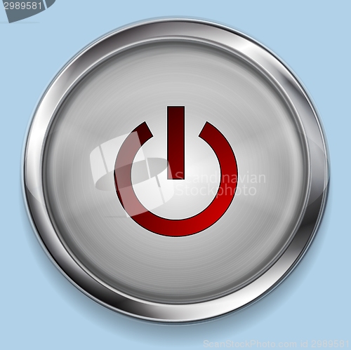 Image of Realistic steel metal power button web design
