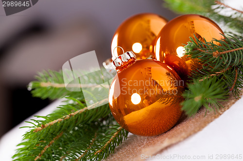 Image of Shiny bright copper colored Christmas balls