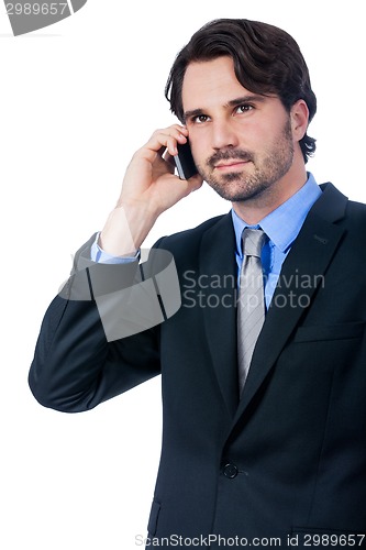 Image of Stylish businessman talking on his mobile phone