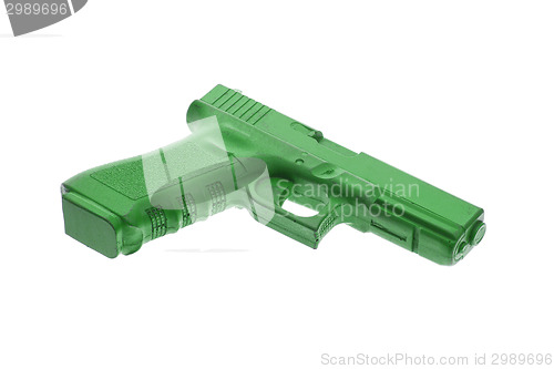 Image of Dirty green training gun isolated on white