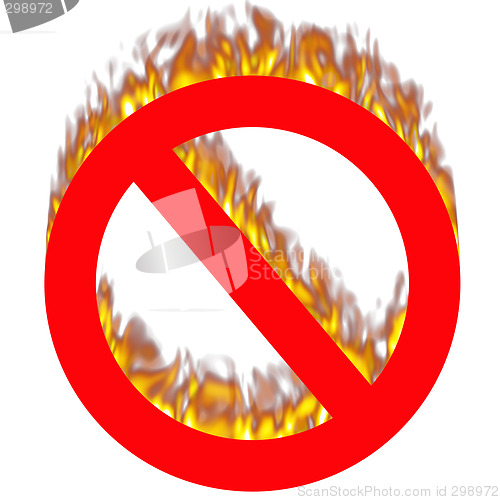 Image of Forbidden sign on fire
