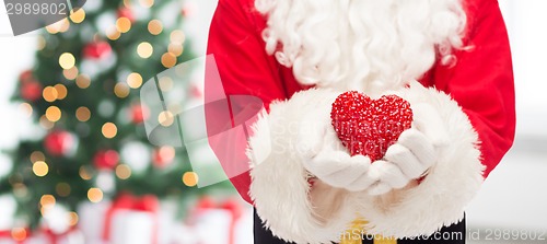 Image of close up of santa claus with heart shape