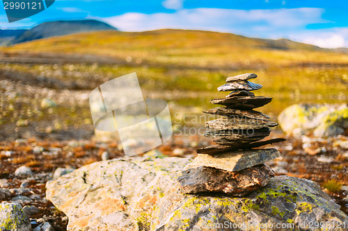 Image of Stack Of Rocks On Norwegian Mountain, Norway Nature