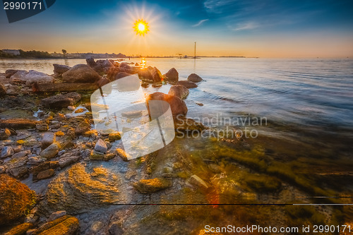 Image of Seacost Seashore During Sundown In Tallinn, Estonia