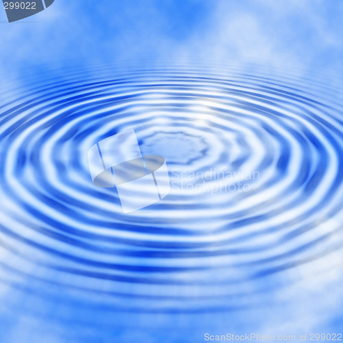 Image of Water ripples under the blue clouded sky