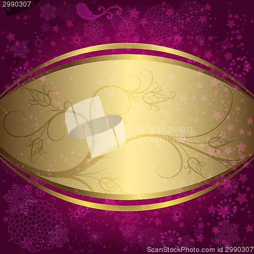 Image of Christmas purple and golden frame