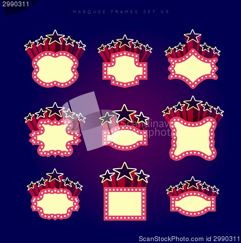 Image of Retro illuminated movie marquee vector set