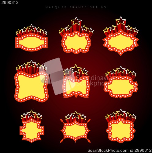 Image of Retro illuminated movie marquee vector set