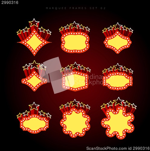 Image of Retro illuminated movie marquee vector set