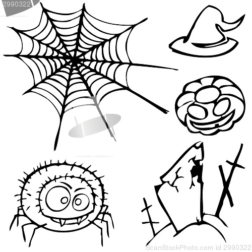 Image of set of sketches for the design in the style of Halloween