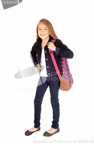 Image of Schoolgirl with backpack.