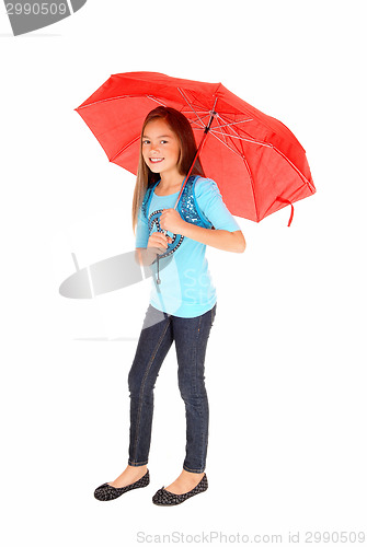 Image of Young girl with umbrella.