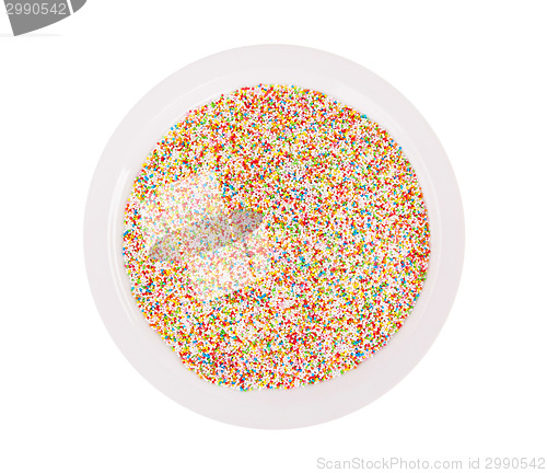 Image of Candy decorations on a white plate