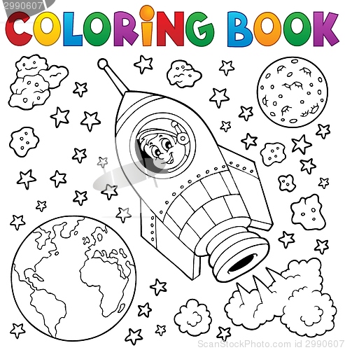 Image of Coloring book space theme 1