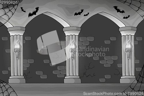 Image of Black and white haunted interior