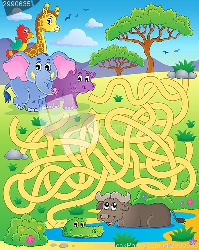 Image of Maze 16 with tropical animals