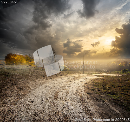 Image of Fog over country road