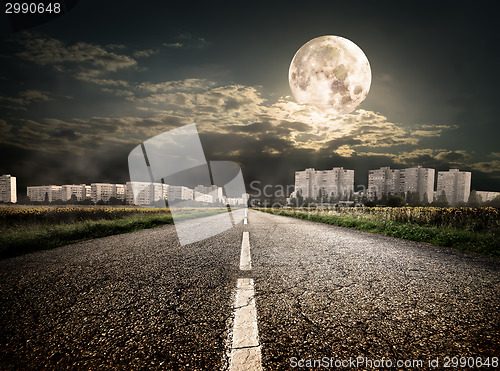 Image of Highway to district under the moon