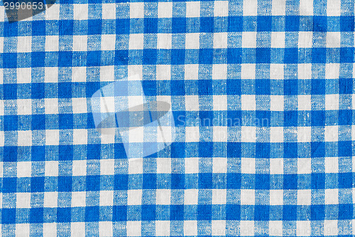 Image of Natural Plaid Fabric Abstract Background Texture, Blue And White