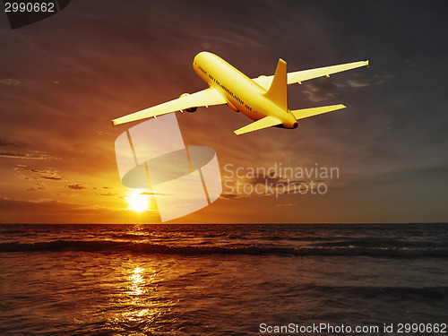 Image of sunset plane
