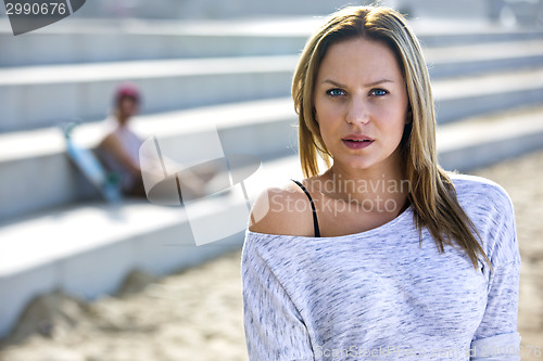 Image of Beach portrait of a young woman