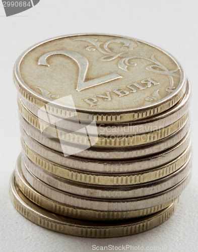 Image of Russian ruble coins closeup